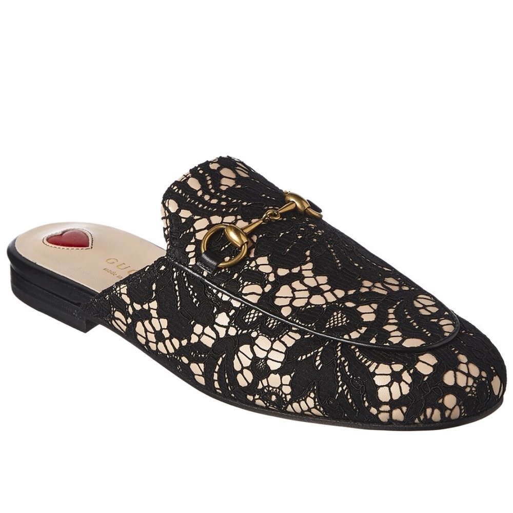 Gucci // Princetown leather & lace slipper